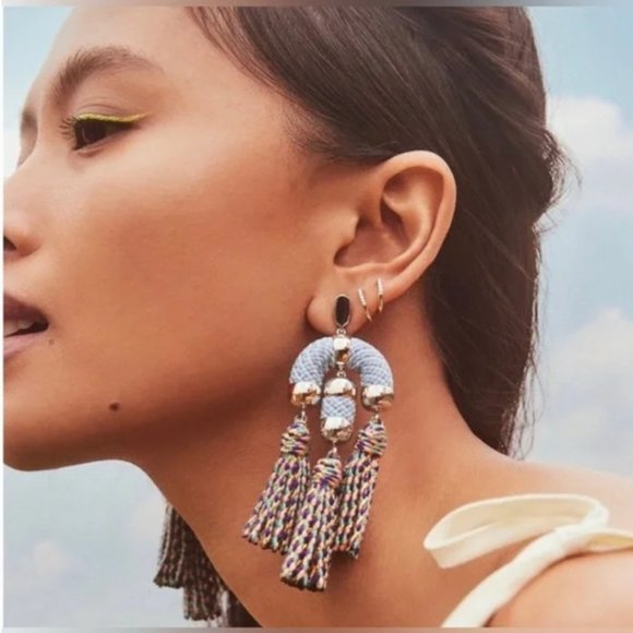 NWT Kendra Scott Tassel Chandelier Earrings Pale Blue Mix - Picture 2 of 15